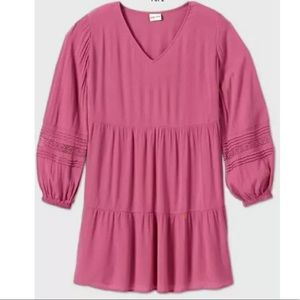 NWT Ava + Viv Boho Tiered Radiant Rose Dress 1X Closeout Price